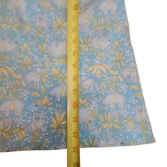 Brooks Brothers Cotton Vintage Style Lamb Print Blue Green Shift Dress Size 4 - Picture 9 of 10